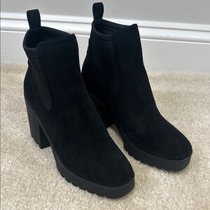 Aldo Black Heeled Boots with Chunky Block Heel